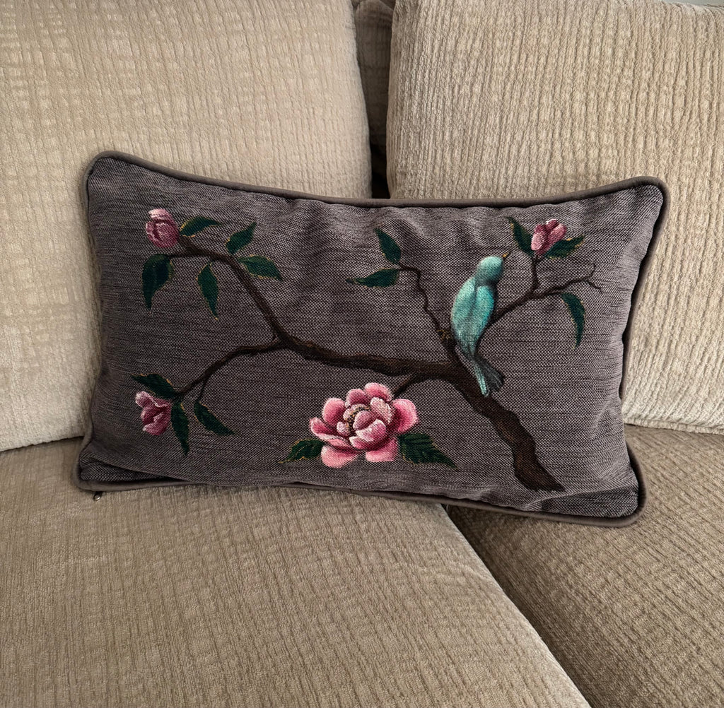 Hand painted lumbar pillow cover