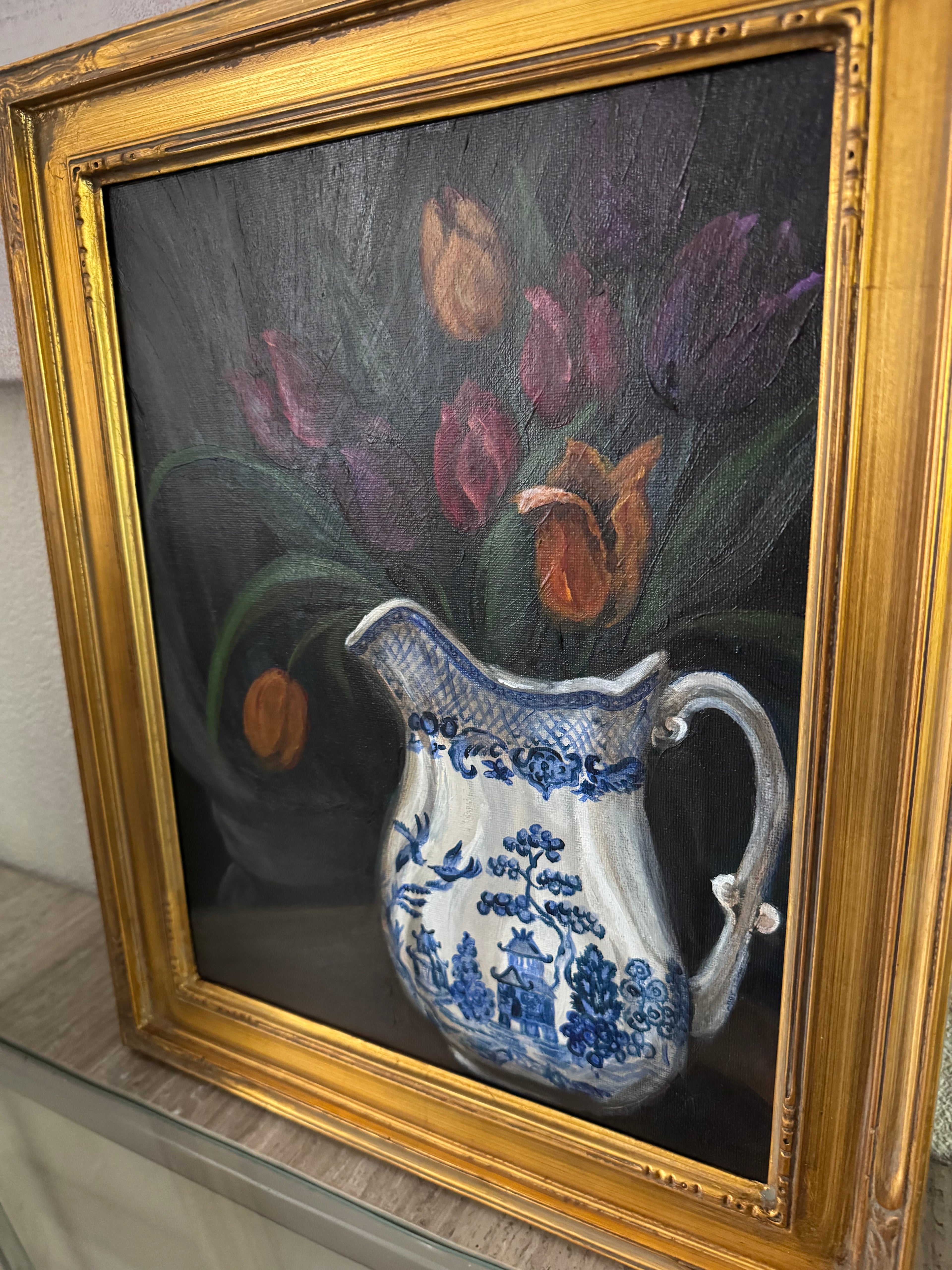 Tulips in Blue Willow