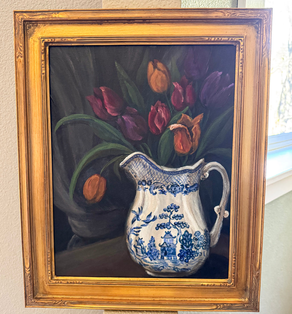 Tulips in Blue Willow