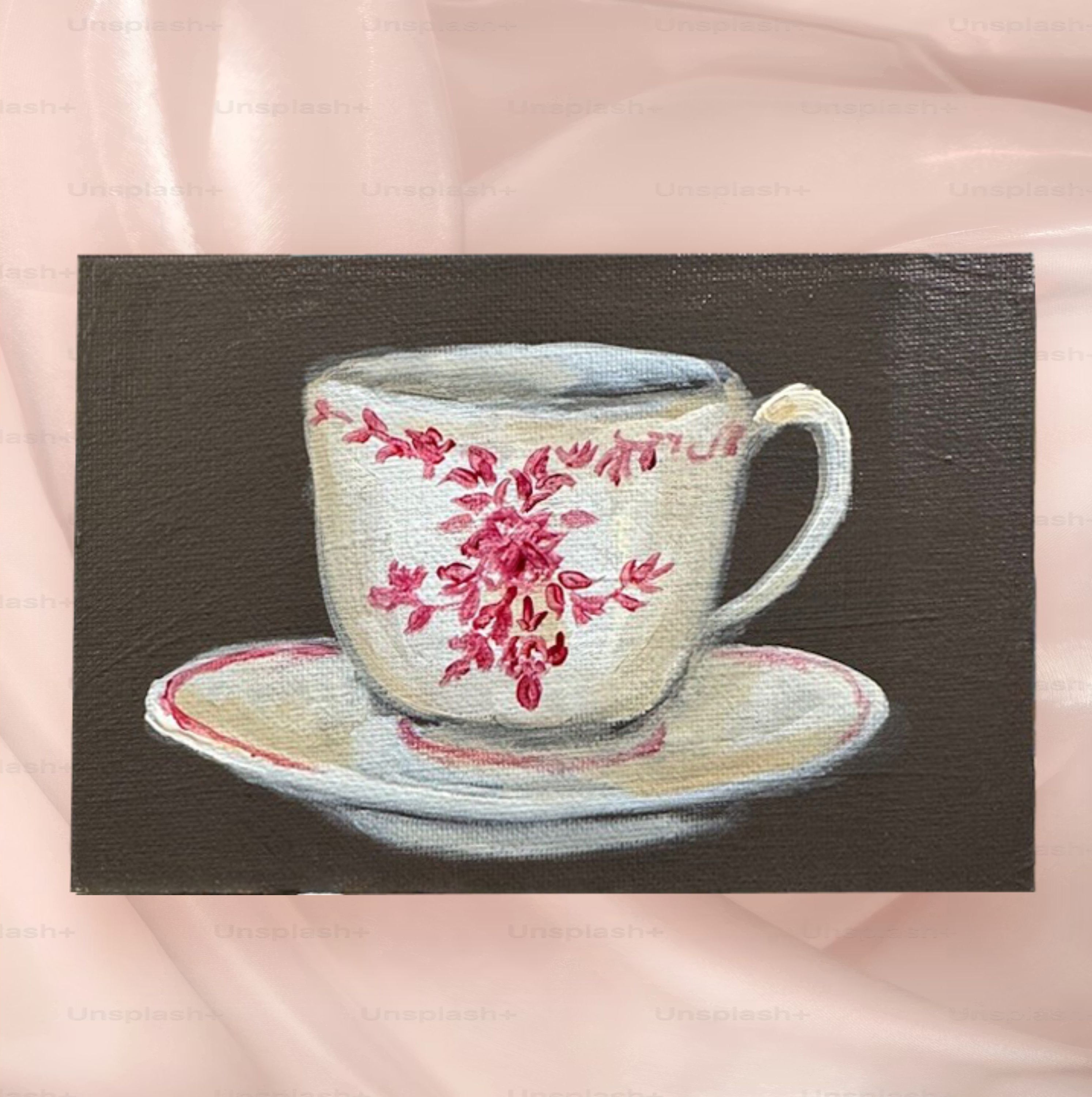 Small painting of teacup and saucer 