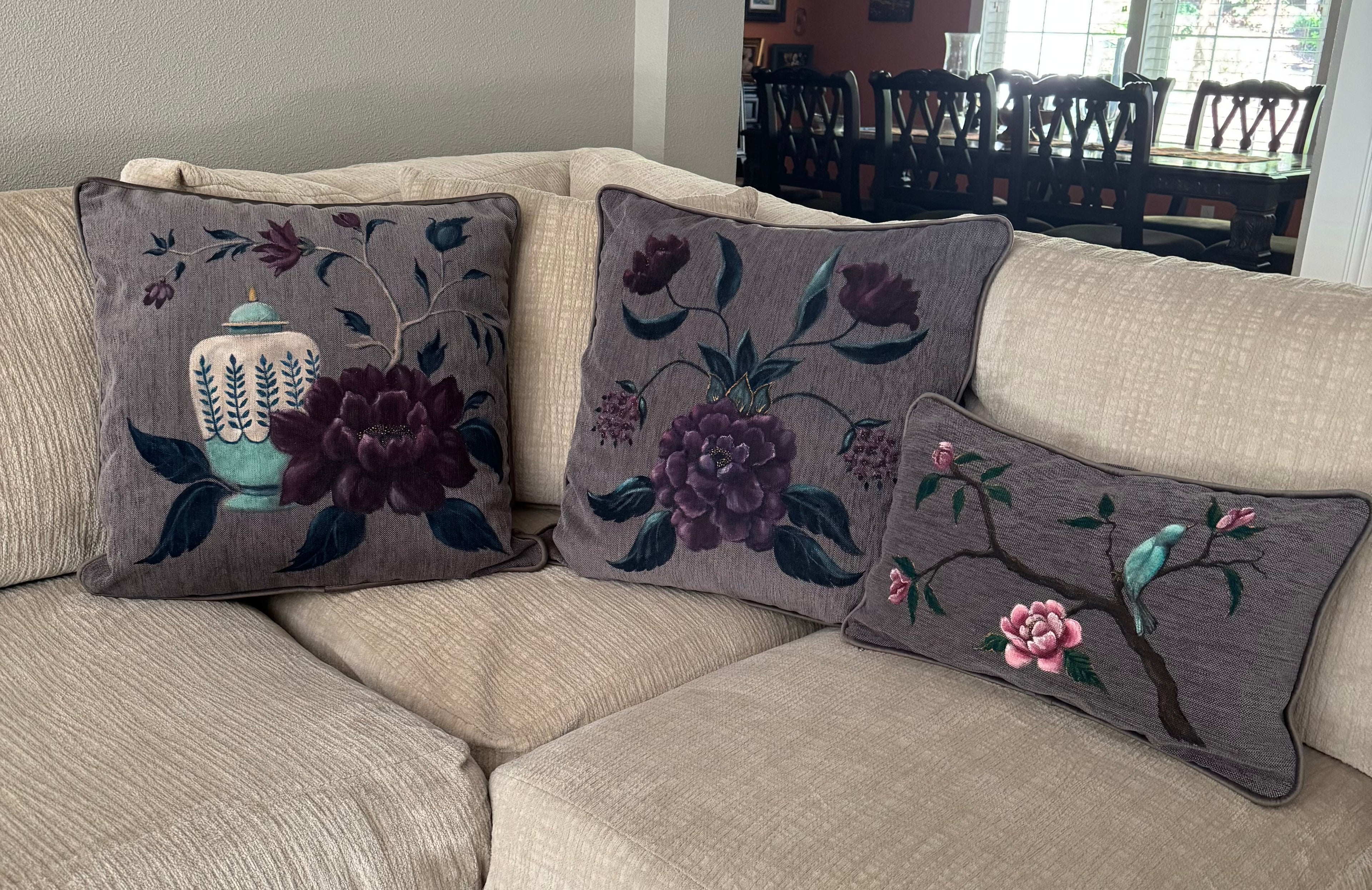 Hand painted pillow cover